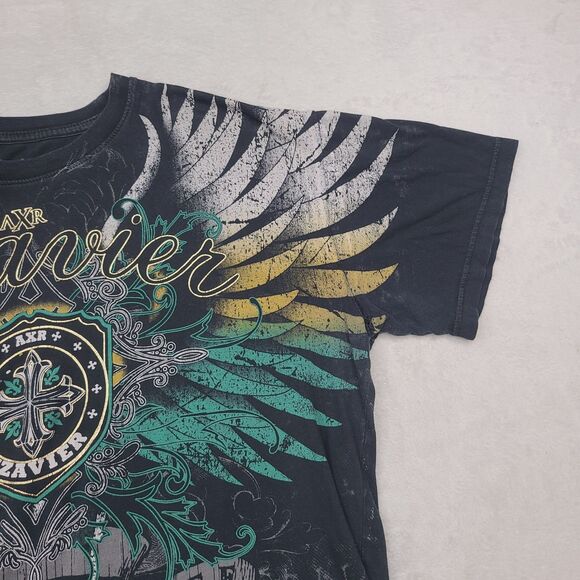 Vintage Xzavier T Shirt Scripts Crosswing Goth Grunge Y2K Shirt Size Large - Picture 10 of 14